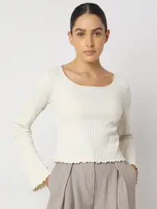 Vero Moda Women Solid Scoop Neck Cotton Top