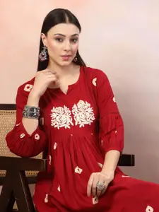 Stylum Women's Floral Print Puff Sleeve Fit & Flare Dress