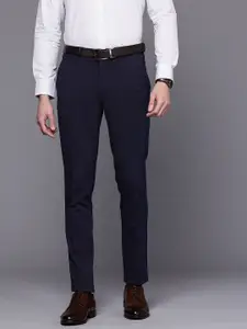 Louis Philippe Men Textured Slim Tapered Fit Formal Trousers