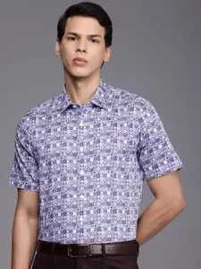 Louis Philippe Slim Fit Geometric Printed Pure Cotton Formal Shirt