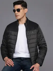 Louis Philippe Sport Colourblocked Mock Collar Padded Jacket