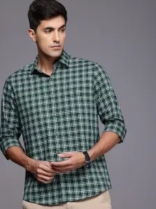 Louis Philippe Sport Slim Fit Checked Pure Cotton Casual Shirt