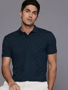 Louis Philippe Sport Pure Cotton Printed Polo Collar Slim Fit Pocket T-shirt