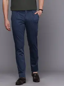 Louis Philippe Sport Men Striped Slim Fit Trousers
