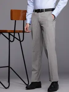 Louis Philippe Men Checked Formal Trousers