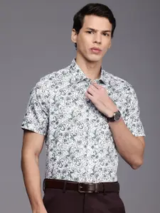 Louis Philippe Slim Fit Floral Printed Pure Cotton Formal Shirt
