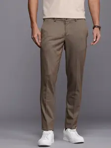 Louis Philippe Men Checked Slim Tapered Fit Trousers