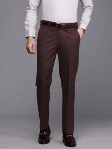 Louis Philippe Men Textured Slim Fit Formal Trousers