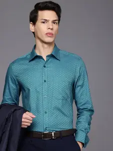 Louis Philippe Pure Cotton Classic Fit Ethnic Motifs Self Design Formal Shirt