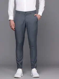 Louis Philippe Ath.Work Men Self-Design Comfy Tapered Fit Chinos Trousers