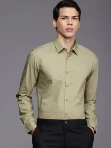 Louis Philippe Ath.Work Pure Cotton Super Slim Fit Geometric Printed Semiformal Shirt