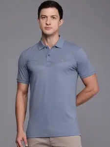 Louis Philippe Ath.Work Striped Polo Collar Slim Fit T-shirt