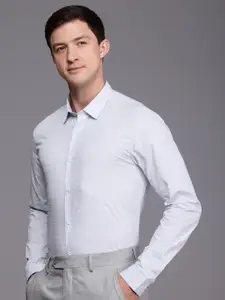 Louis Philippe Ath.Work Pure Cotton Super Slim Fit  Geometric Printed Semiformal Shirt