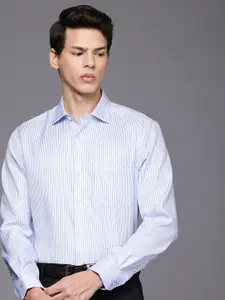 Louis Philippe Pure Cotton Self-Design Striped Classic Fit Formal Shirt