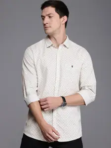 Louis Philippe Jeans Cotton Linen Slim Fit Opaque Floral Printed Casual Shirt