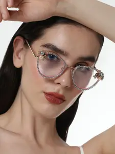 HAUTE SAUCE by  Campus Sutra HAUTE SAUCE by Campus Sutra Women Cateye Sunglasses AW24_SOHISG9648-Pink