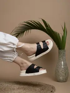 The Roadster Lifestyle Co Women Buckle Detail Open Toe Flats