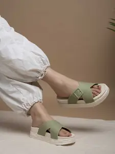 The Roadster Lifestyle Co Women Buckle Detail Open Toe Flats