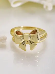 Rubans Voguish 18K Gold-Plated Adjustable Bow Design Finger Ring