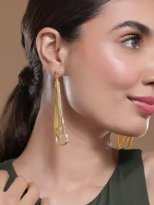 Rubans Voguish Rubans 18K Gold Plated Multi-Layered Long Dangle Earrings with Teardrop Design