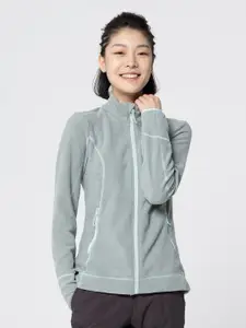 Quechua By Decathlon Women Green Blue Full Zip Fleece Sweater Jacket