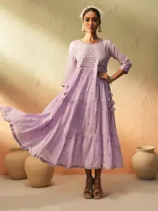 Ishin Women Embellished Fit & Flare Maxi Dress