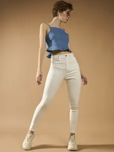 Roadster Women Skinny High Rise Bleached Regular Length Stretchable Denim Jeans