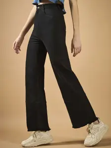 The Roadster Lifestyle Co. Women Wide Leg High Rise Regular-Length Stretchable Denim Jeans