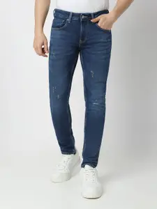 SPYKAR Men Super Skinny Fit Low-Rise Mildly Distressed Light Fade Stretchable Jeans