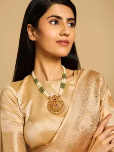 Kushal's Fashion Jewellery Gold-Plated Stone Studded & Beaded Necklace