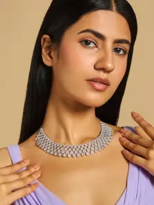 Kushal's Fashion Jewellery Rhodium-Plated Cubic Zirconia Necklace