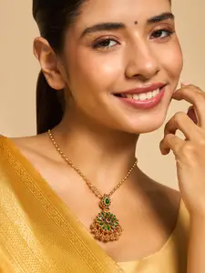 Kushal's Fashion Jewellery 92.5 Pure Silver Gold-Plated Floral Pendant