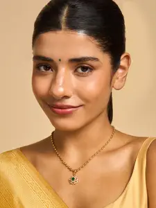 Kushal's Fashion Jewellery 92.5 Pure Silver Gold-Plated Floral Pendant