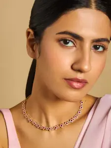 Kushal's Fashion Jewellery Embellished Bridal Gold-Plated Cubic Zirconia Necklace