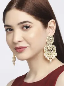 OOMPH Kundan Heart Shaped Drop Earrings