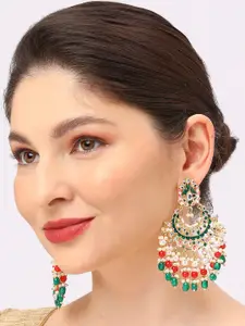 OOMPH Beaded & Kundan Floral Meenakari Chandbalis