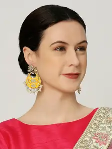 OOMPH Floral Kundan Meenakari Chandbalis