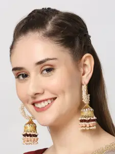 OOMPH Meenakari Kundan & Pearls Dome Shaped Drop Earrings