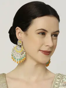 OOMPH Beaded & Kundan Floral Meenakari Chandbalis