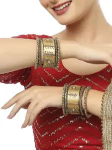 OOMPH Set Of 10 Thread & Kundan Studded Bangles