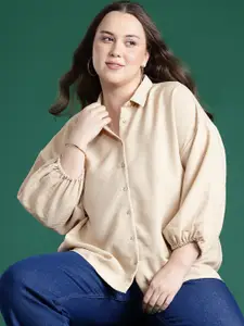 DressBerry Curve Puff Sleeve Cotton Casual Shirt