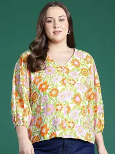 DressBerry Curve Plus Size Floral Printed Casual Shirt