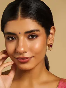 Kushal's Fashion Jewellery Cubic Zirconia Gold-Plated Square Studs