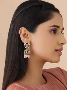 Kushal's Fashion Jewellery Embellished Bridal Kundan Stone Studded Dome Shaped Jhumkas