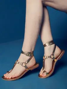 Tao Paris Women Textured Leather Mid-Top Gladiators