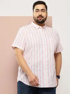 Sztori Men Plus Size Vertical Striped Casual Shirt
