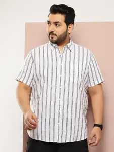 Sztori Men Plus Size Vertical Striped Casual Shirt