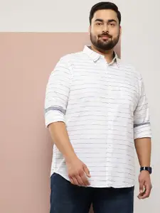 Sztori Men Plus Size Horizontal Striped Casual Shirt
