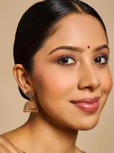 Kushal's Fashion Jewellery Gold Plated Artificial Stones Dome Shaped Jhumkas Earrings