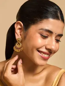 Kushal's Fashion Jewellery Gold-Plated 92.5 Pure Silver Chandbali Earrings